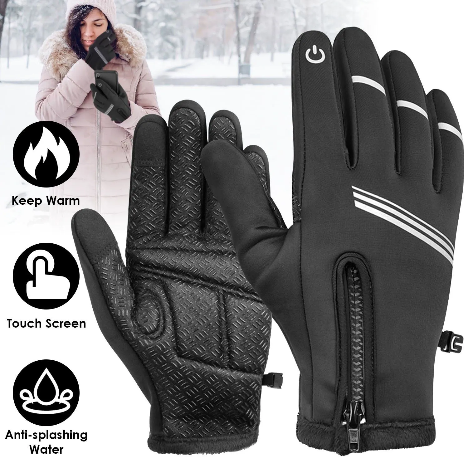 1-Pair: Winter Touchscreen Thermal Gloves