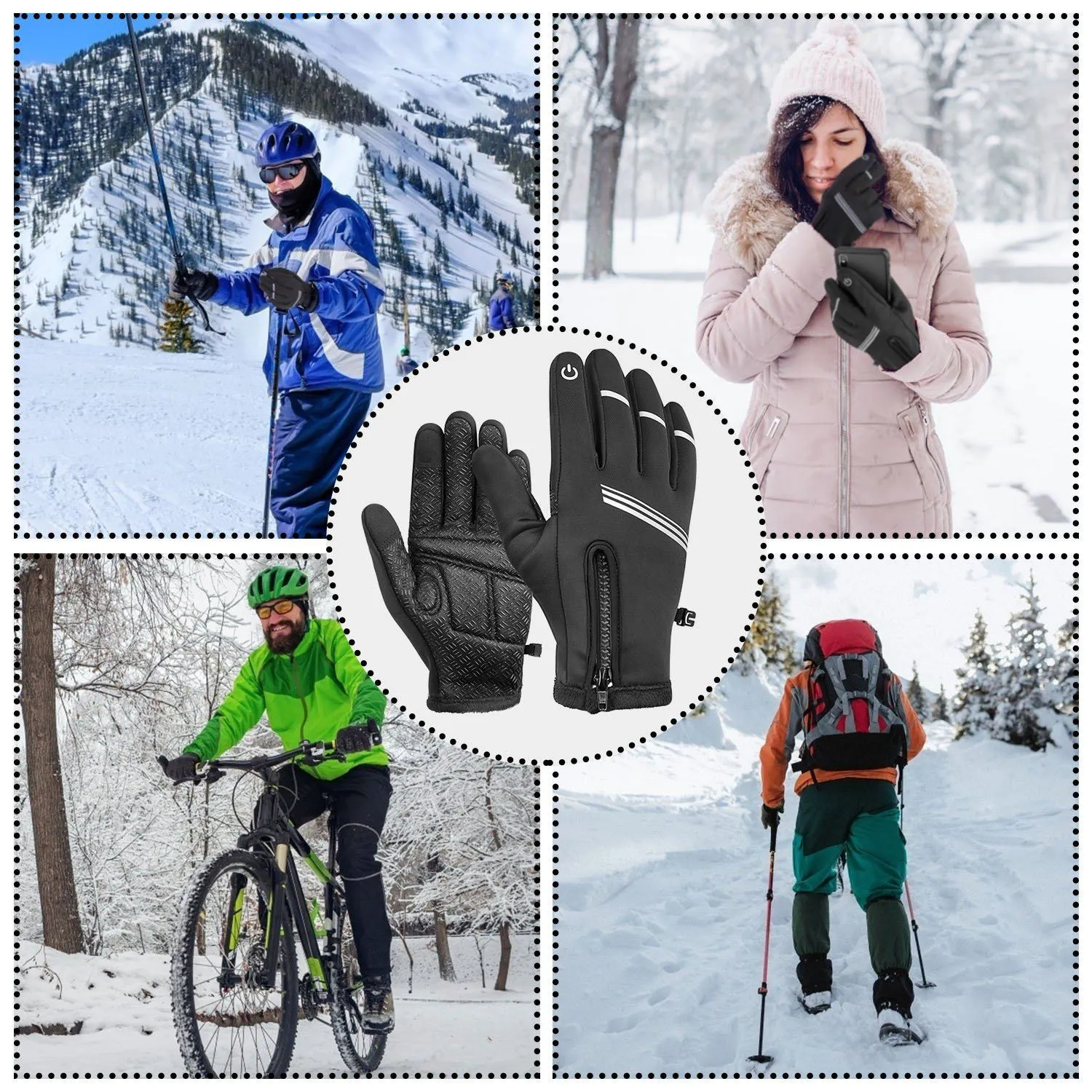 1-Pair: Winter Touchscreen Thermal Gloves