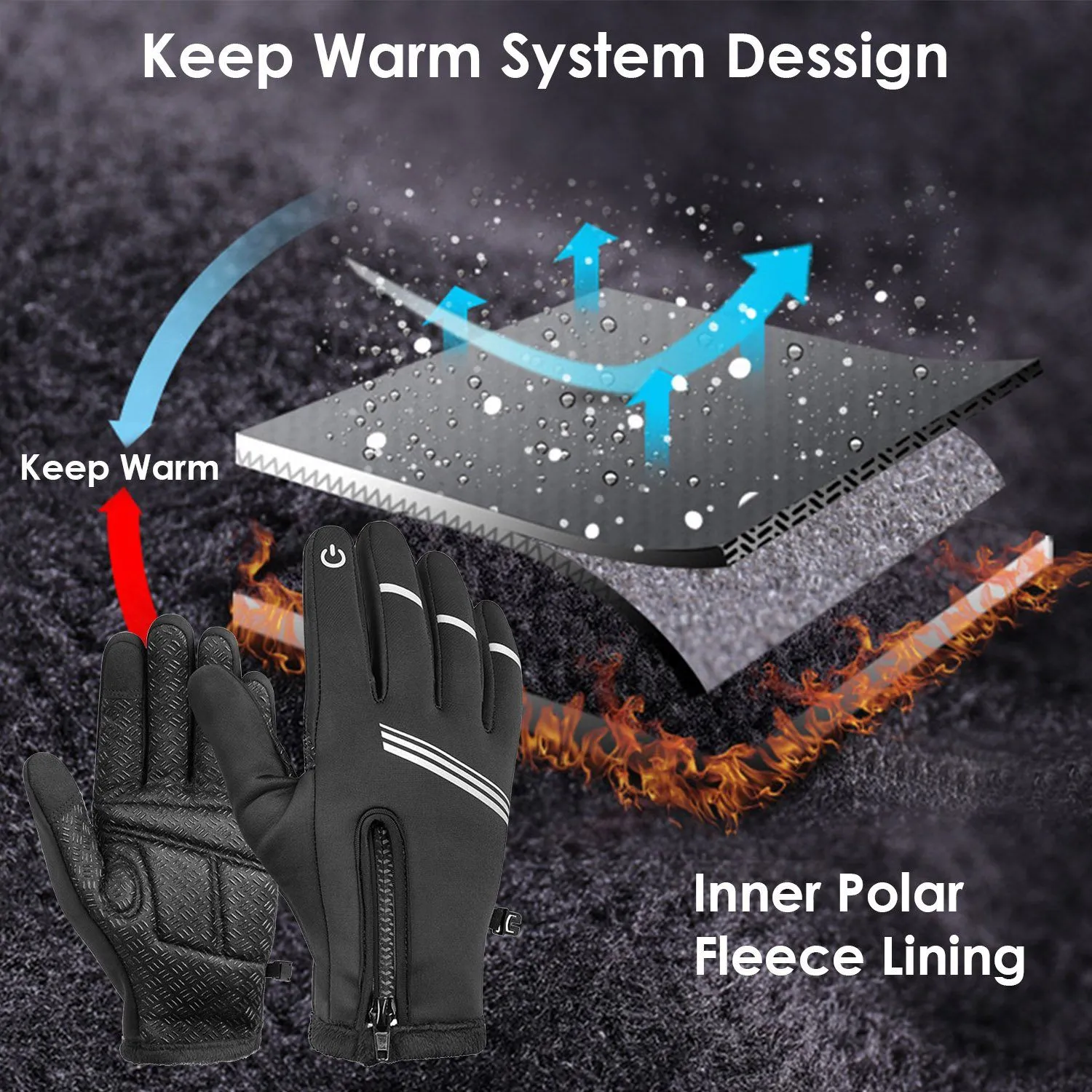 1-Pair: Winter Touchscreen Thermal Gloves
