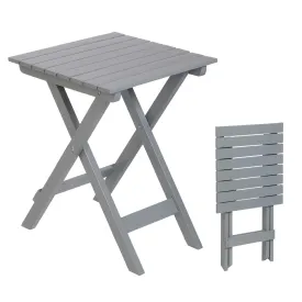 13.7" Square Outdoor Patio Folding Side Table Wood Portable End Table, Gray 13.7" Square Outdoor Patio Folding Side Table Wood Portable End Table, Gray