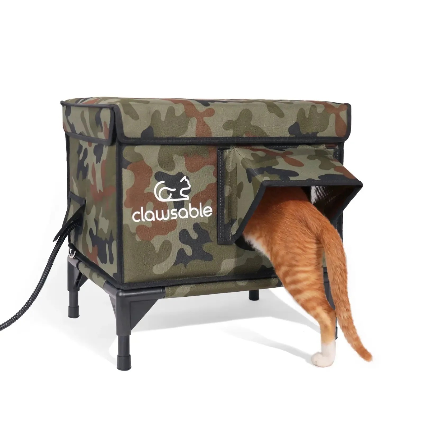 2-Door Lift-Top Elevated Heated Outdoor Cat House Small
