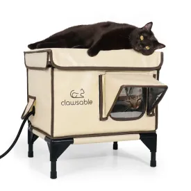 2-Door Lift-Top Elevated Heated Outdoor Cat House Small