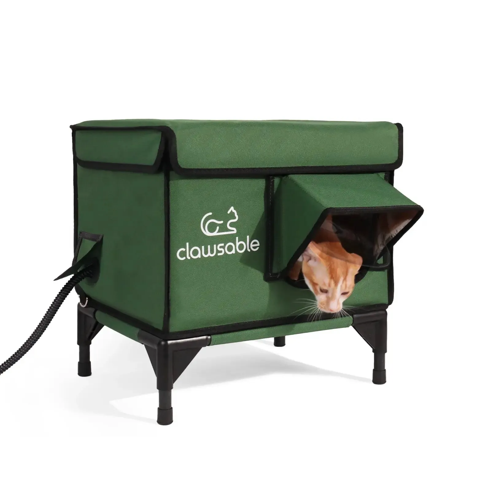2-Door Lift-Top Elevated Heated Outdoor Cat House Small