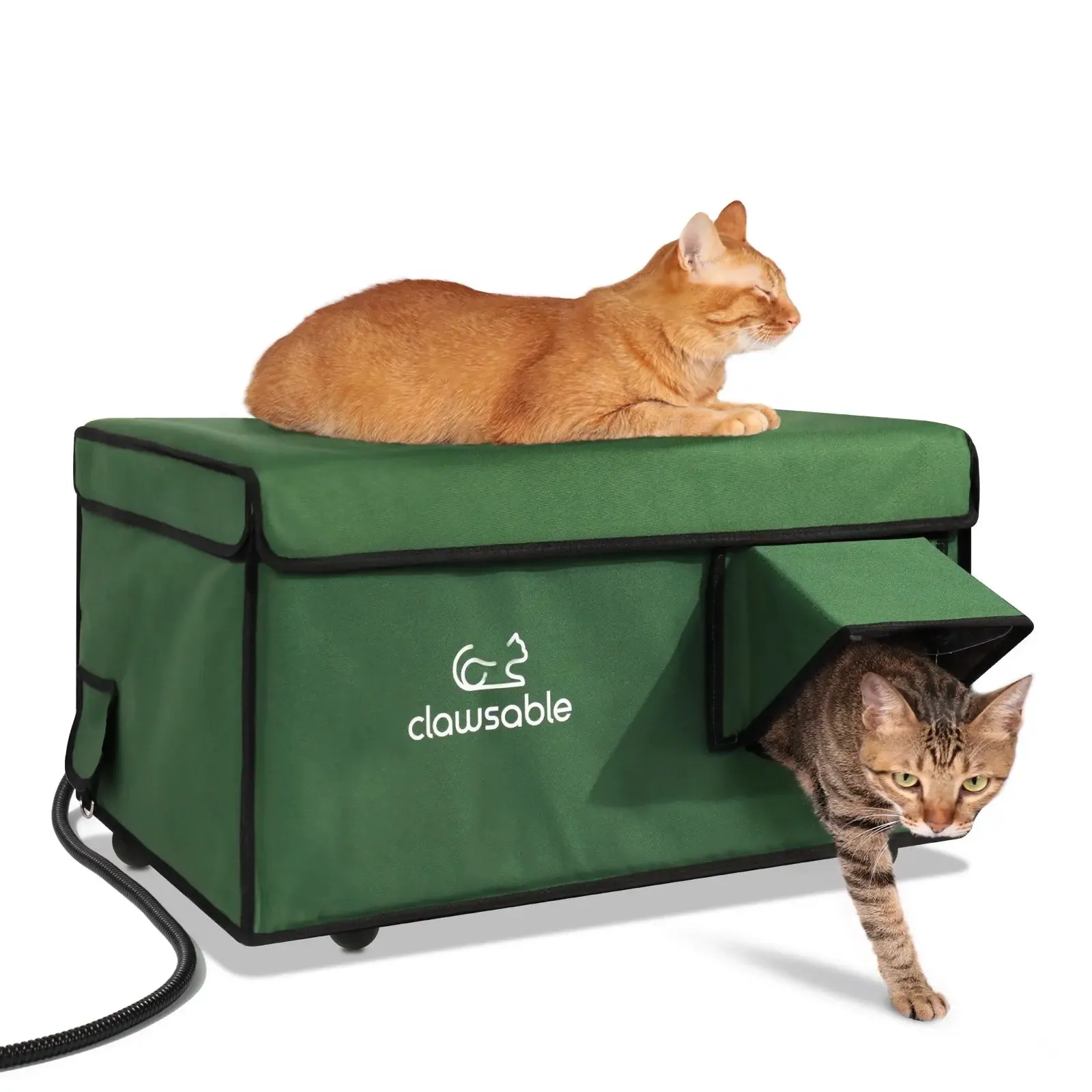 2-Door Lift-Top Heated Outdoor Cat House Large