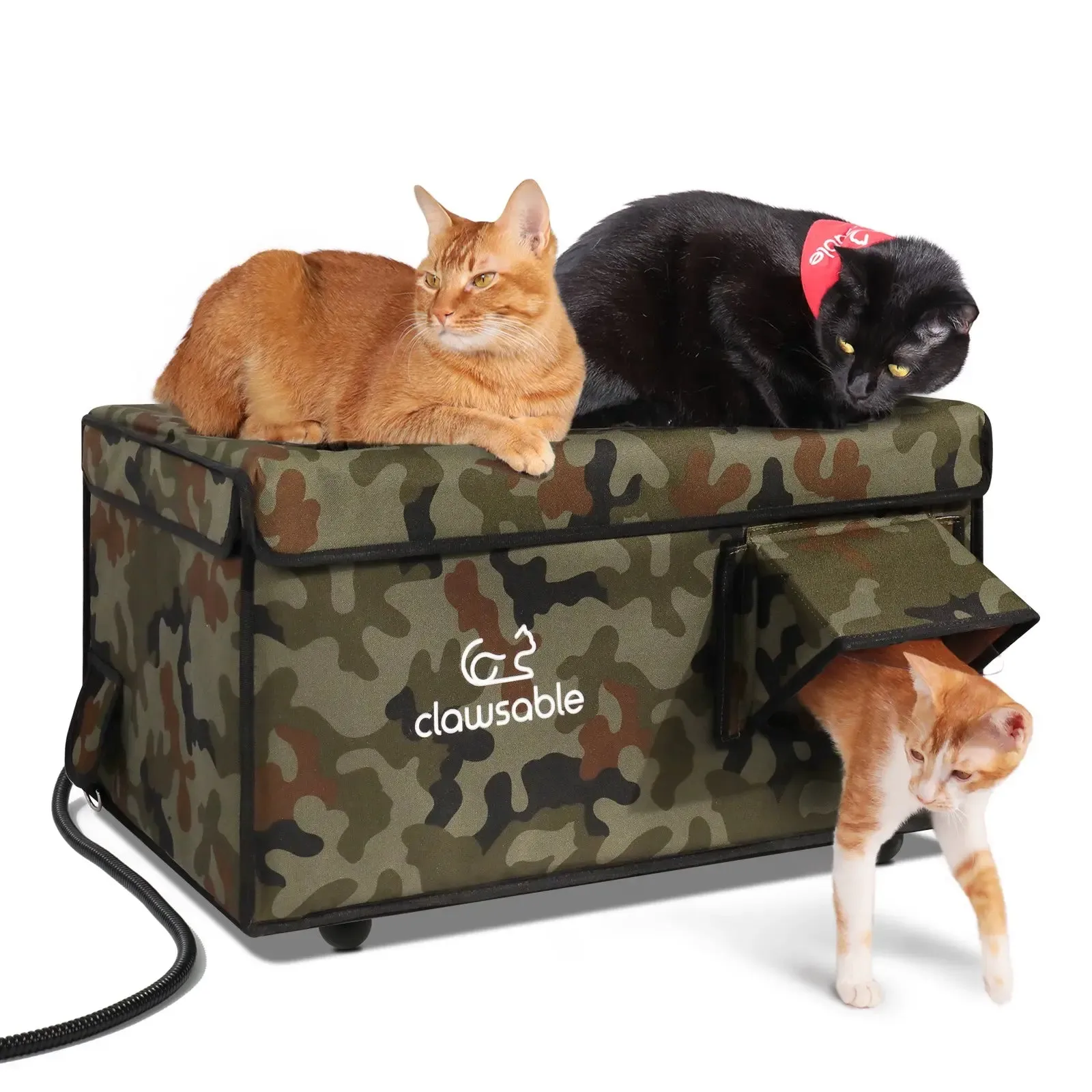 2-Door Lift-Top Heated Outdoor Cat House Large