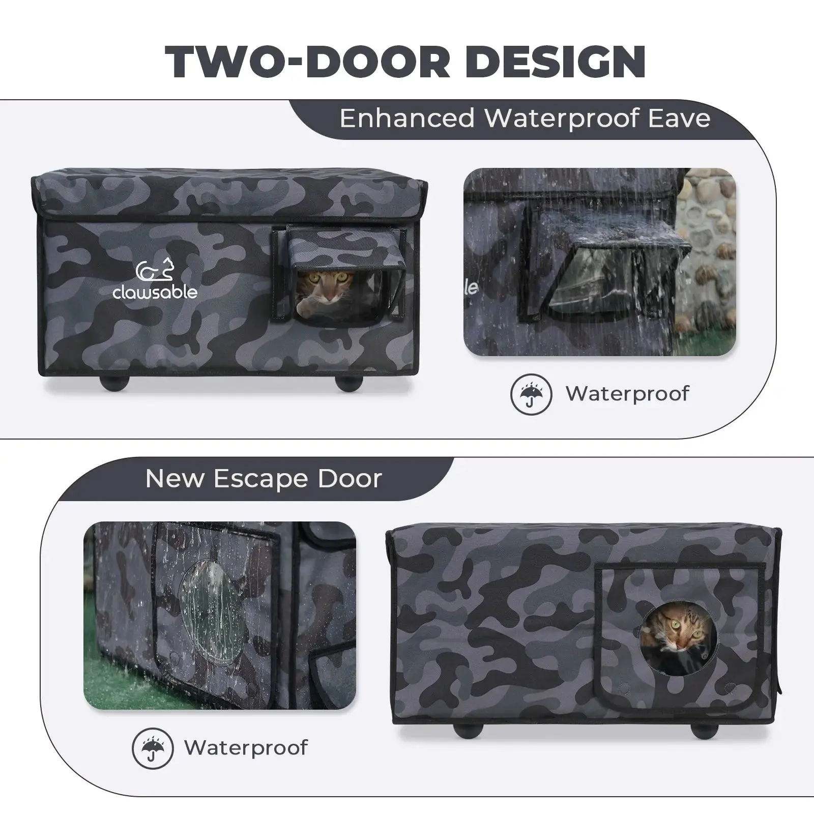 2-Door Lift-Top Heated Outdoor Cat House Large