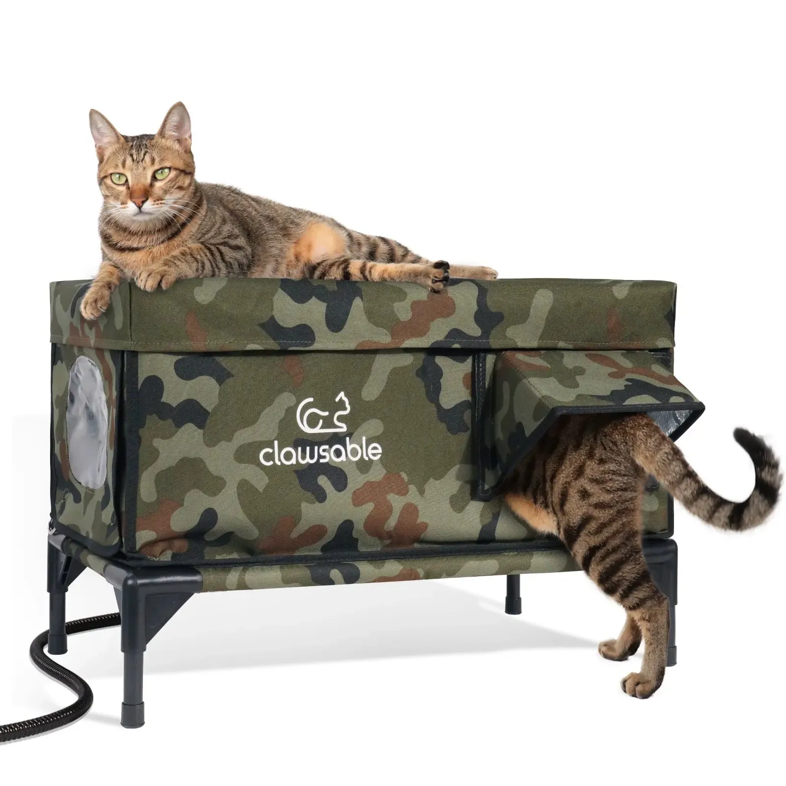 2-Door Portable Elevated Heated Outdoor Cat House Large