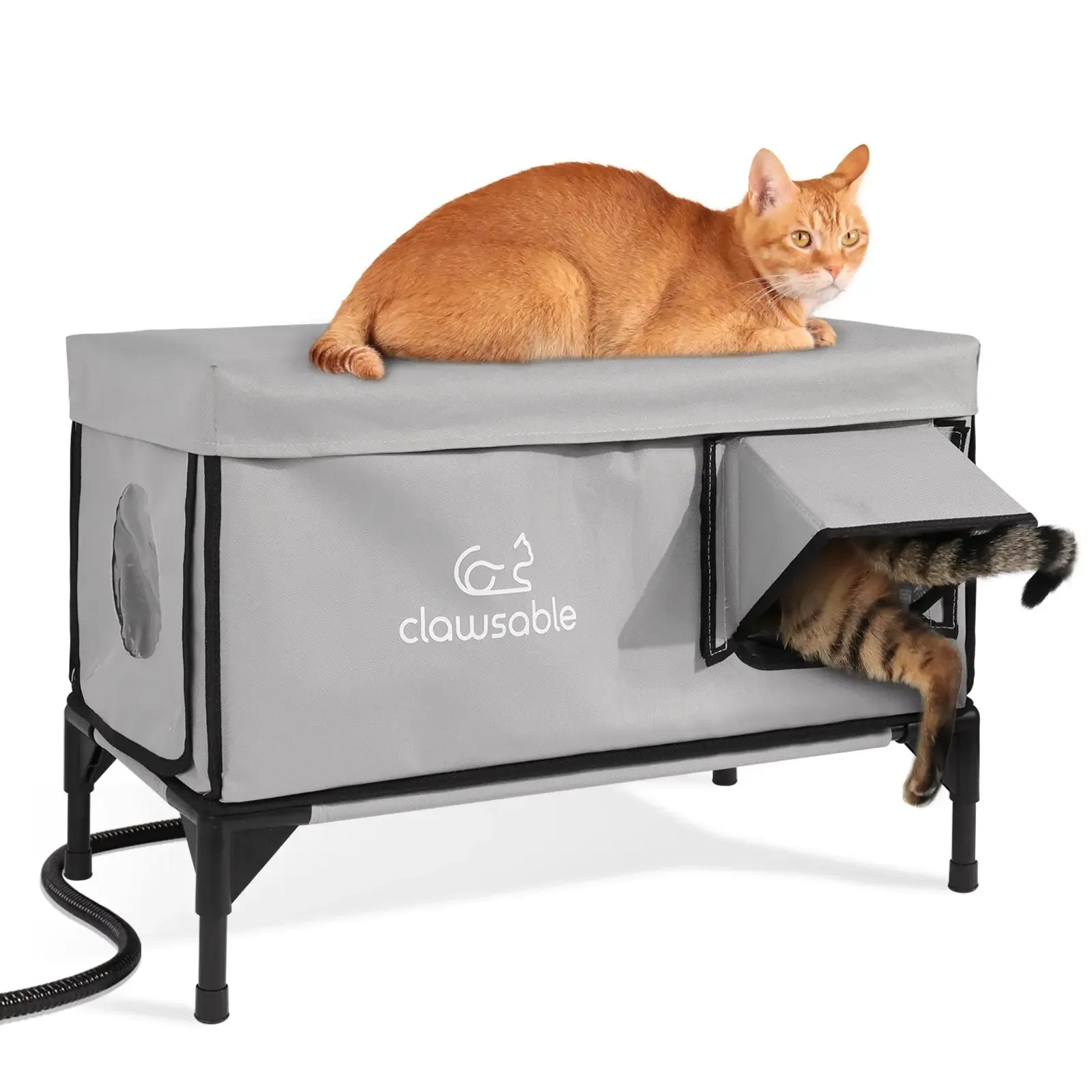 2-Door Portable Elevated Heated Outdoor Cat House Large