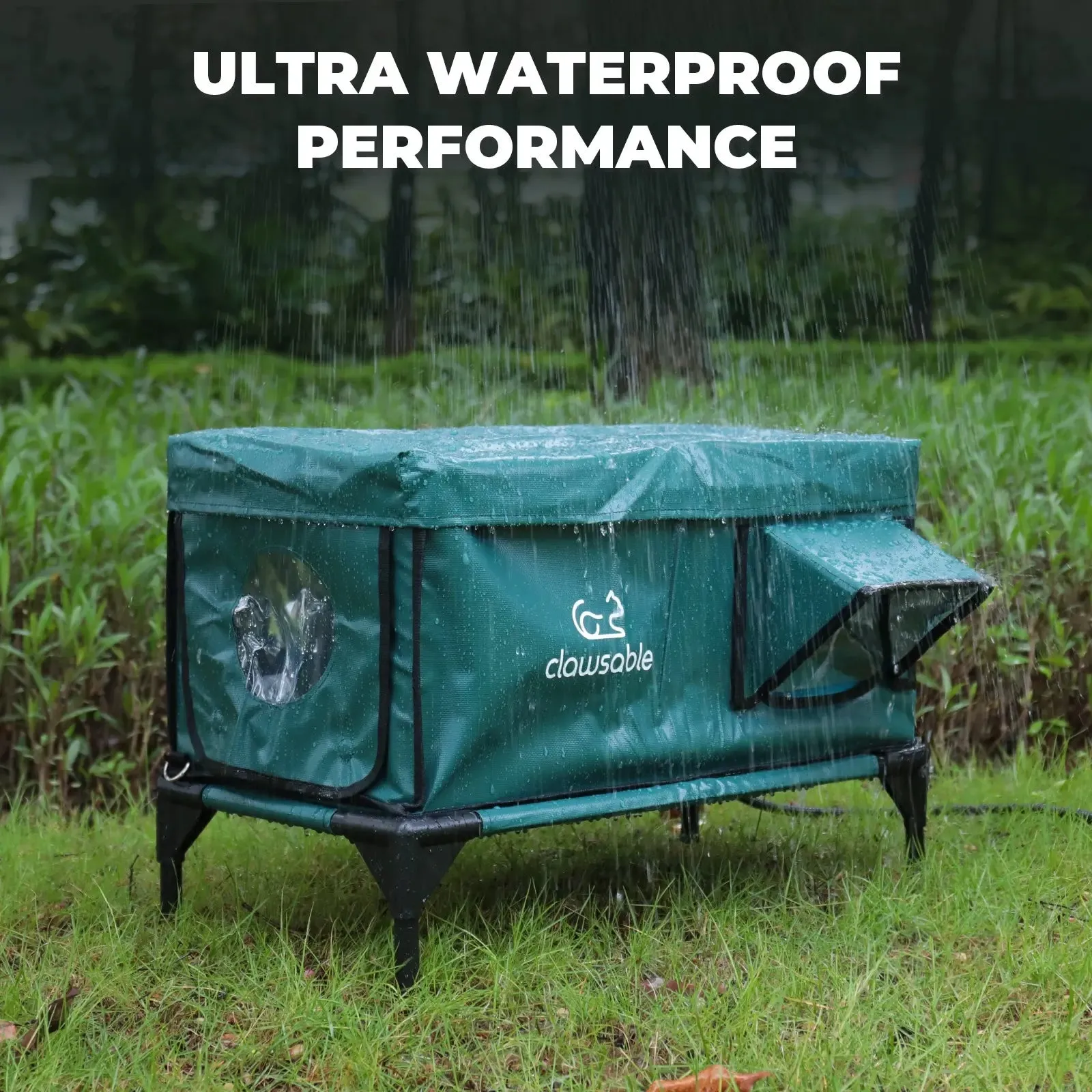 2-Door Portable Elevated Heated Outdoor Cat House Large
