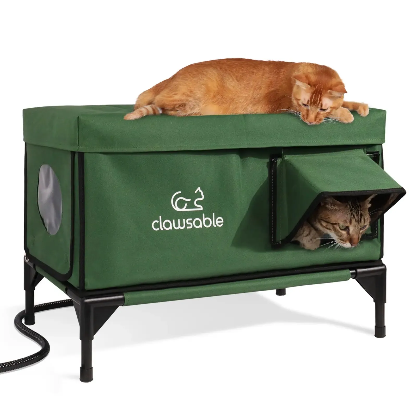 2-Door Portable Elevated Heated Outdoor Cat House Large