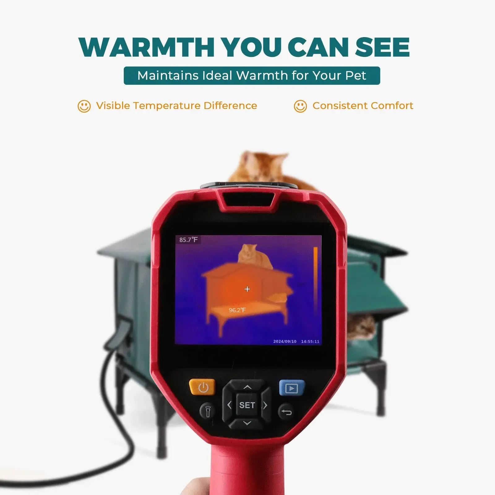 2-Door Premium Roof Elevated Heated Outdoor Cat House Large