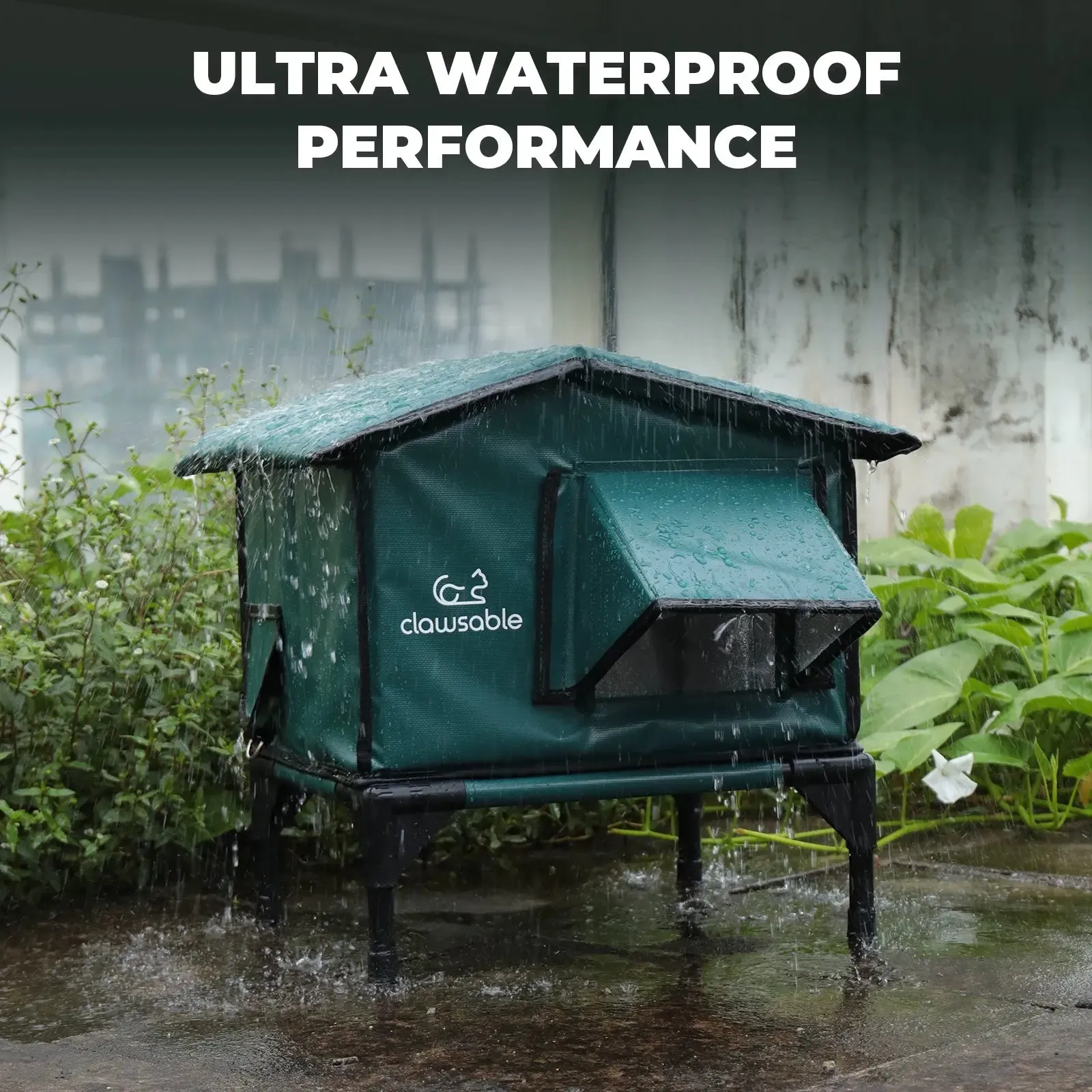 2-Door Premium Roof Elevated Heated Outdoor Cat House Small