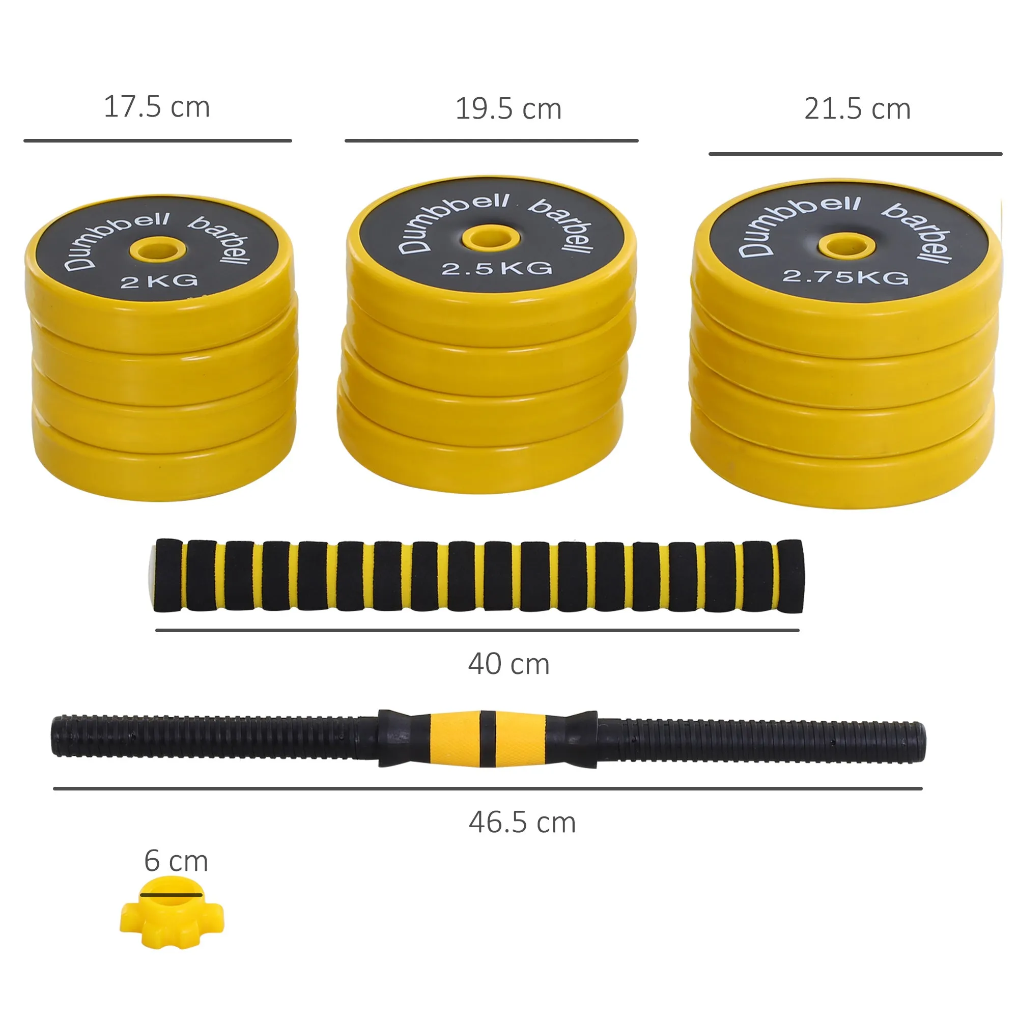 30KG Dumbbell & Barbell Adjustable Set Plate Bar Clamp Rod Home Gym Sports Area Exercise Ergonomic