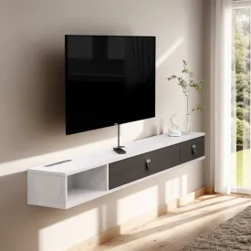 70" Dueta Floating TV Stand, Greyish White