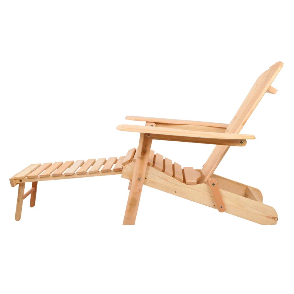 Adirondack Gardeon 3PC Outdoor Table and Chairs? Wooden Sun Lounge Beach Patio Natural