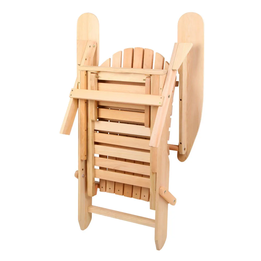Adirondack Gardeon 3PC Outdoor Table and Chairs? Wooden Sun Lounge Beach Patio Natural