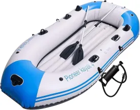 Adult Inflatable Boat, 3-4 Person Rubber Dinghy, Inflatable Bamboo Raft Fishing Boat Set with Paddle and High Output Air Pump (235 * 135 * 36cm)