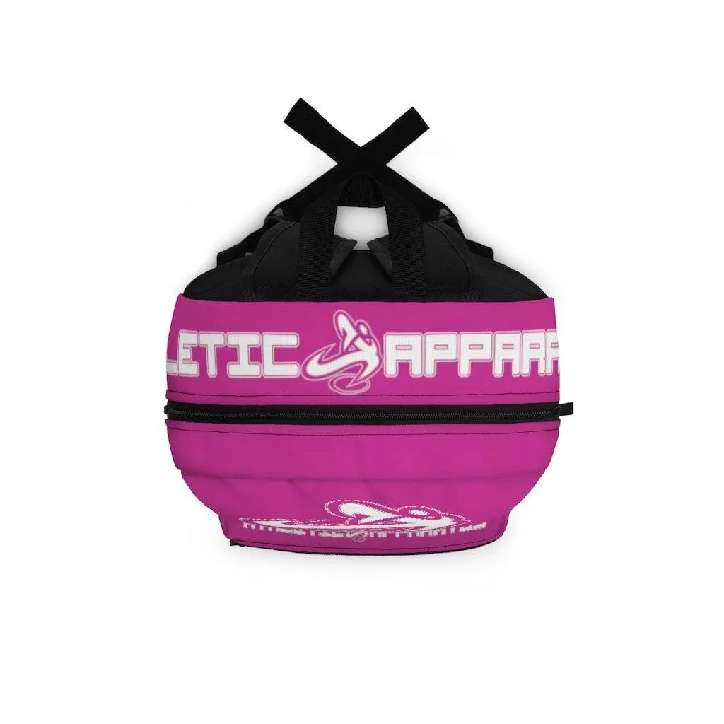 Athletic Apparatus Pink Backpack with white name label on top (Made in USA)