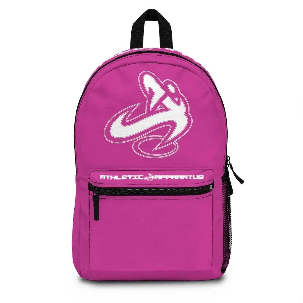 Athletic Apparatus Pink Backpack with white name label on top (Made in USA)