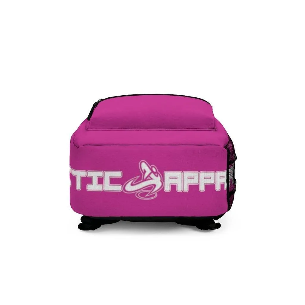 Athletic Apparatus Pink Backpack with white name label on top (Made in USA)
