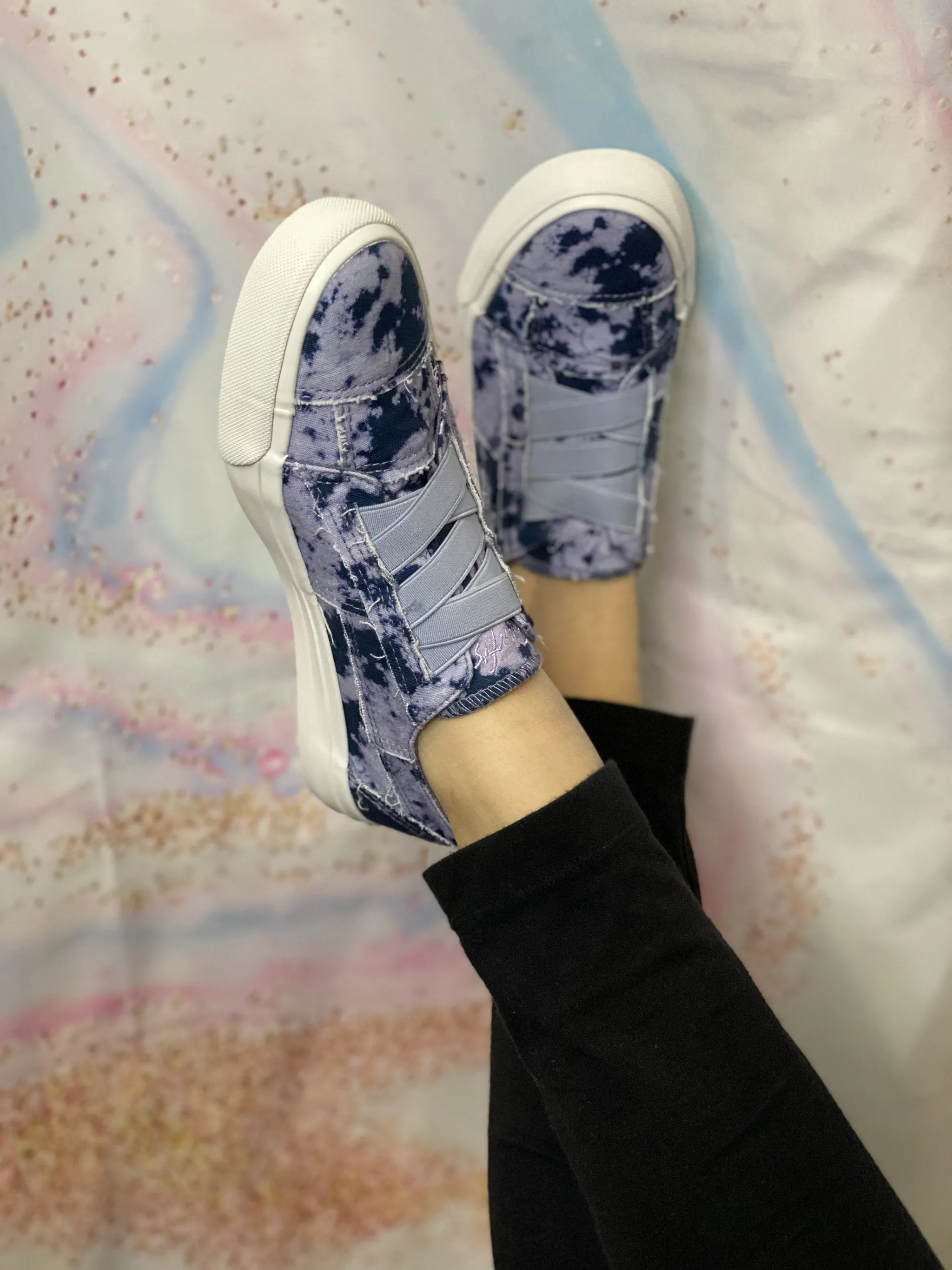 Blowfish Malibu Marley Purple Sky Tie Dye Slip On Rounded Toe Fashion Sneaker