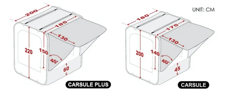 Carsule Plus Car Pop-Up Cabin Capsule Awning Camping Tent 2.2m H x 2m W