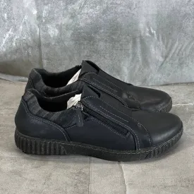 CLARKS COLLECTION Women's Black Leather Caroline Cove Slip-On Zip Sneakers SZ 11