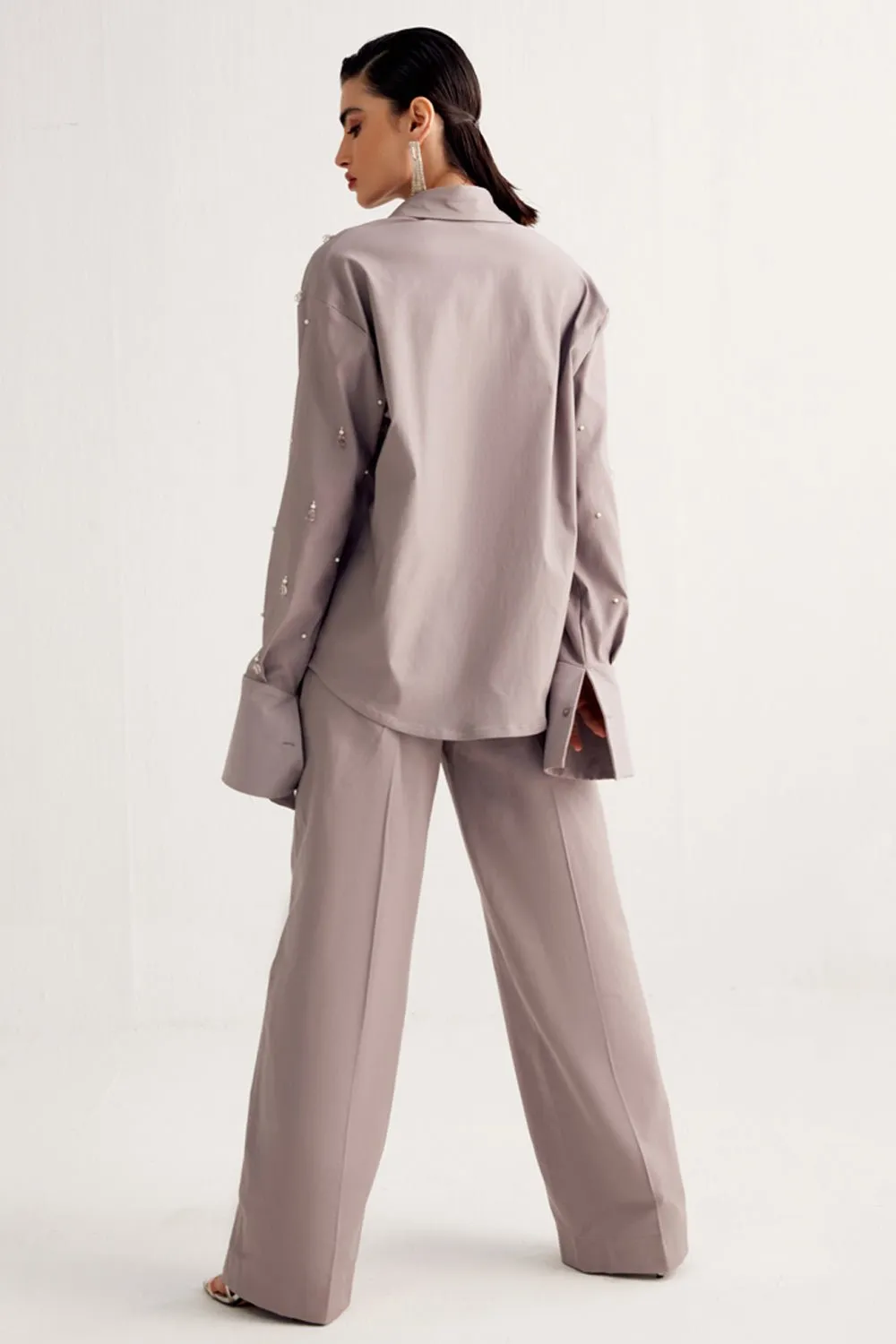 Dolphine Grey Embellished Co-ord Set