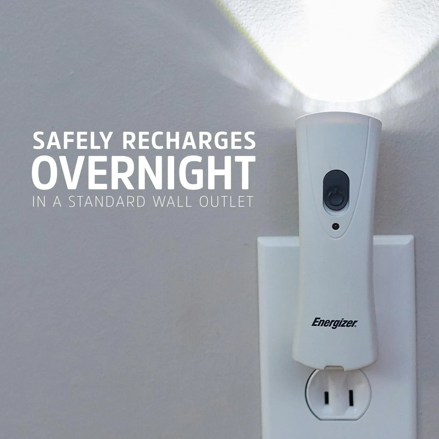 Energizer Weatheready Rechargeable Compact Handheld Light, Plug-In Rechargeable LED Light, Automatic Turn-On Emergency Flashlight, Built-In Rechargeable Battery Included, 3 Count