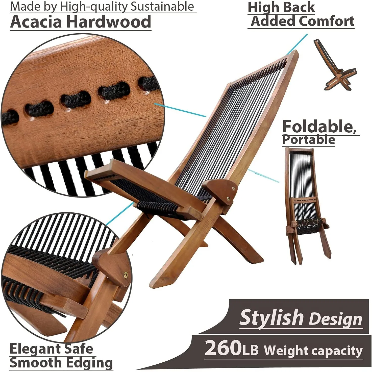 Folding Chairs Wooden Foldable Patio Chair