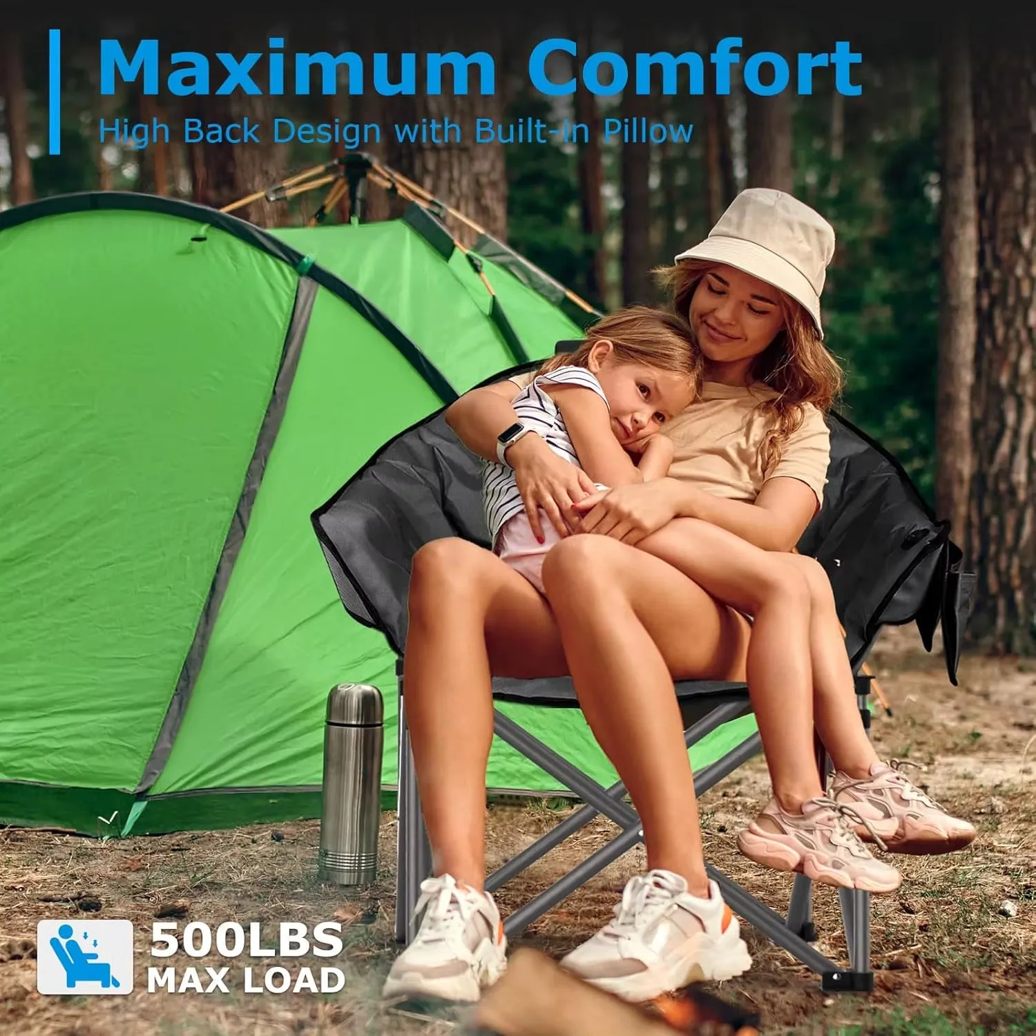 Heated Camping Chair, Oversized Heated Chairs with 20000 Mah Power Bank for Adults 3 Heat Levels, Portable Folding Padded Chair