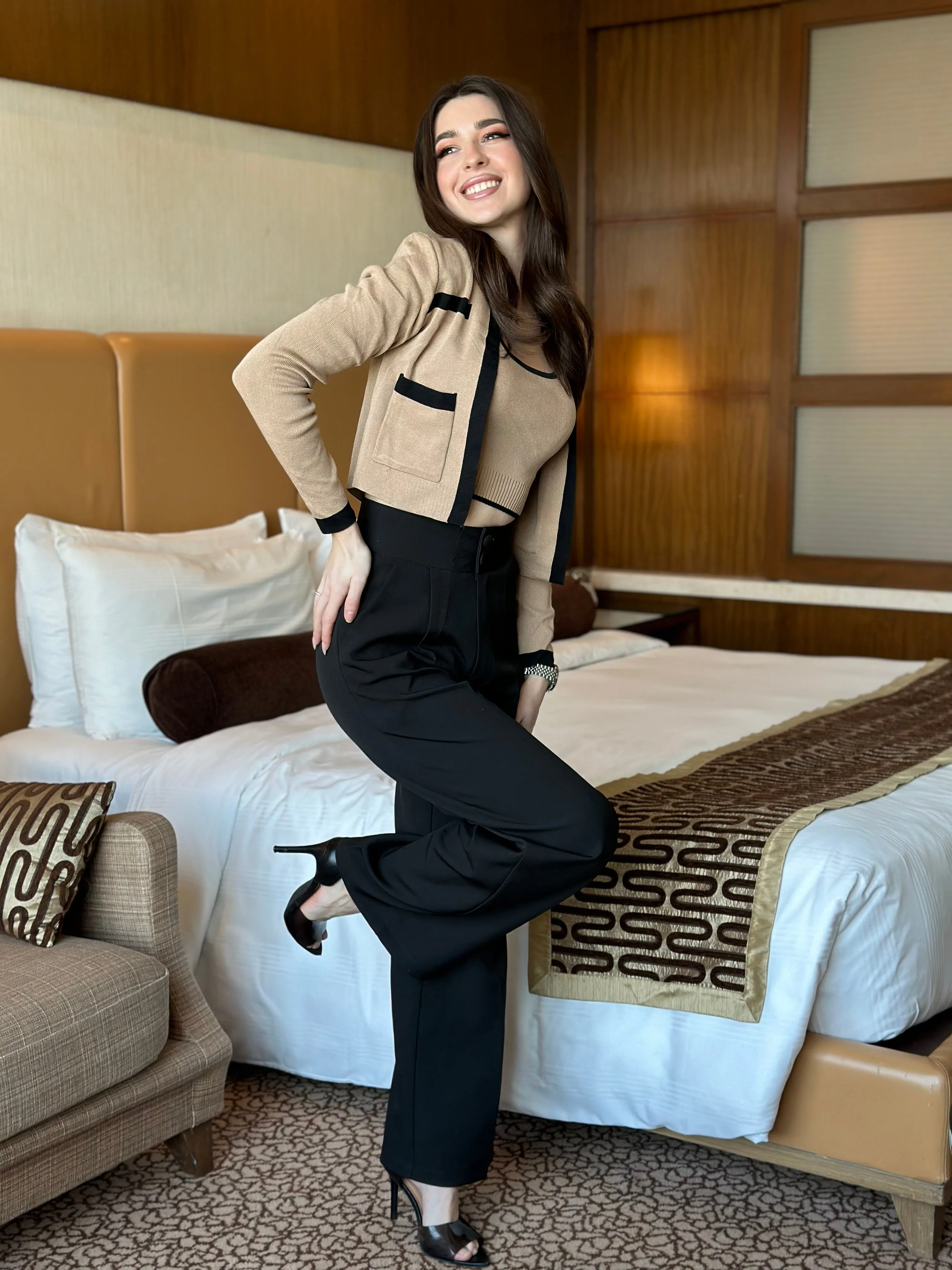Irina | Knitted Shrug Set With Pants