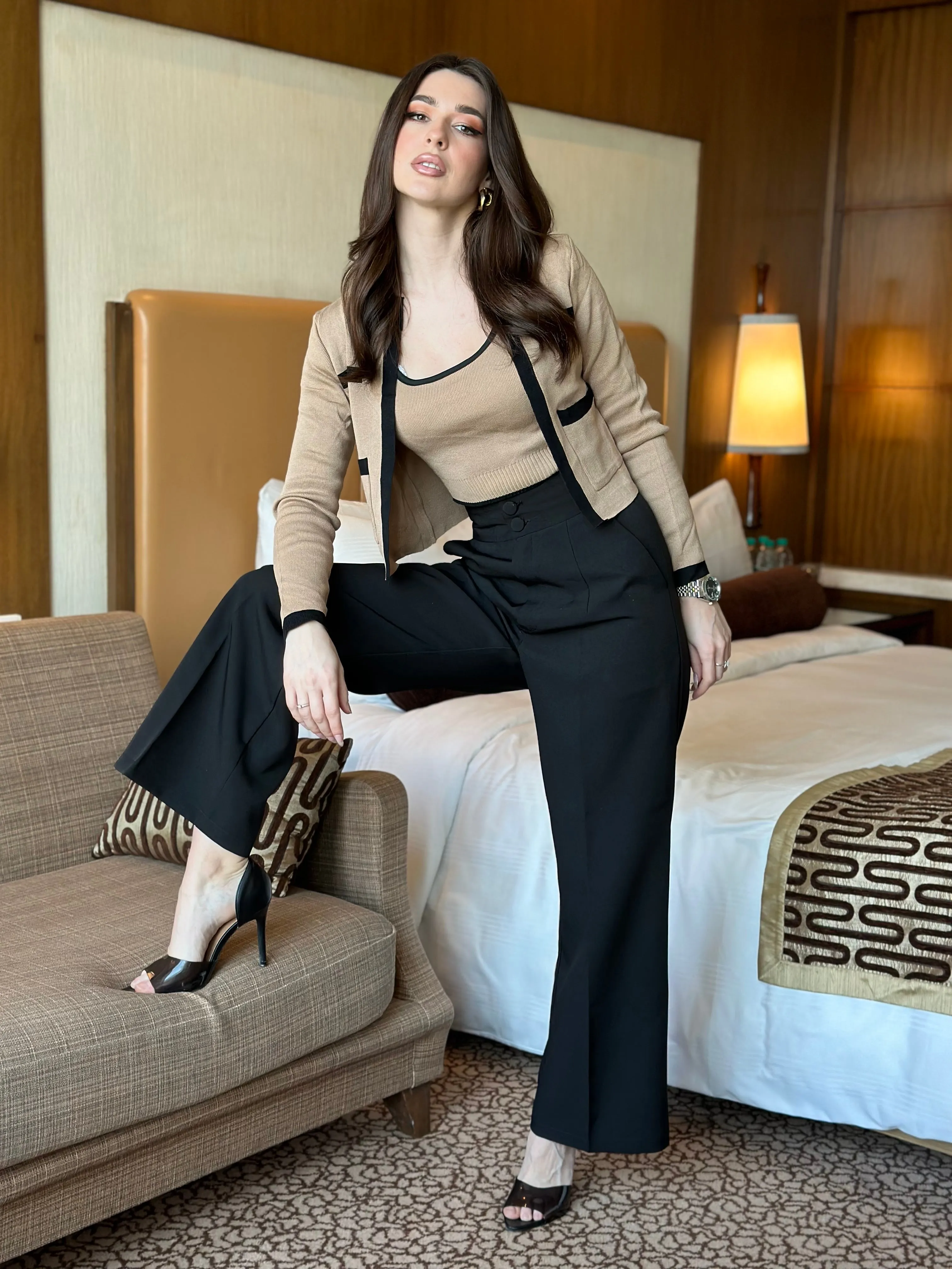 Irina | Knitted Shrug Set With Pants