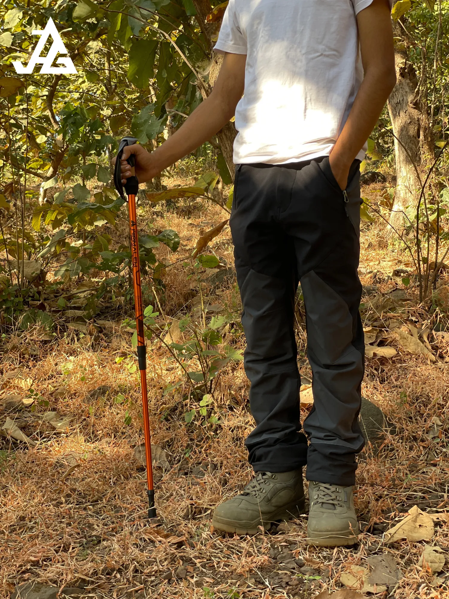 JAG 3 Section 7075 Grade Duralumin Shock Absorbing Hiking Pole | Spring Mechanism | Trekking Pole | Hiking Pole | Cork Handle