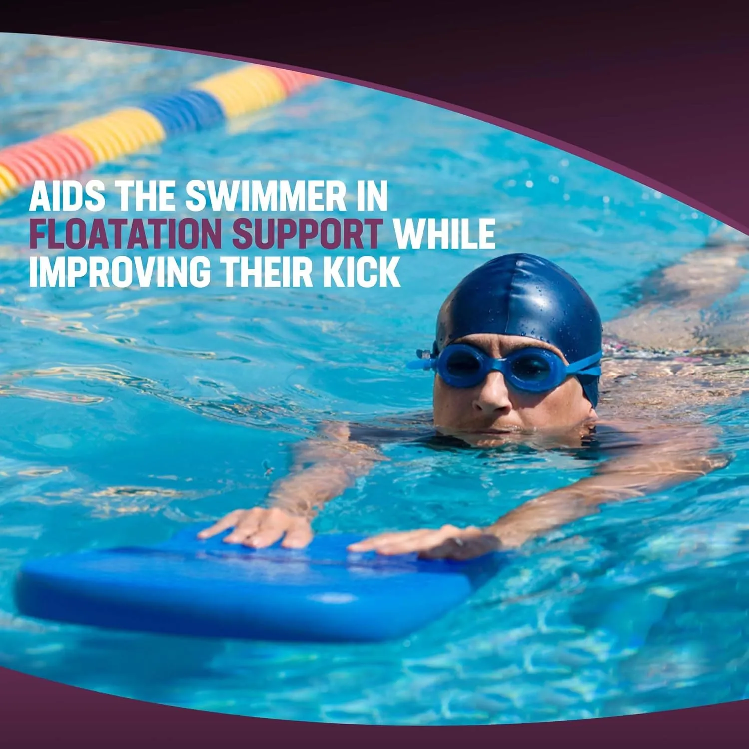 Kemp USA Large Kickboard for Swimming - Made with Durable EVA Foam - Essential Swimming Accessories for Swim Training & Water Exercises for Adult