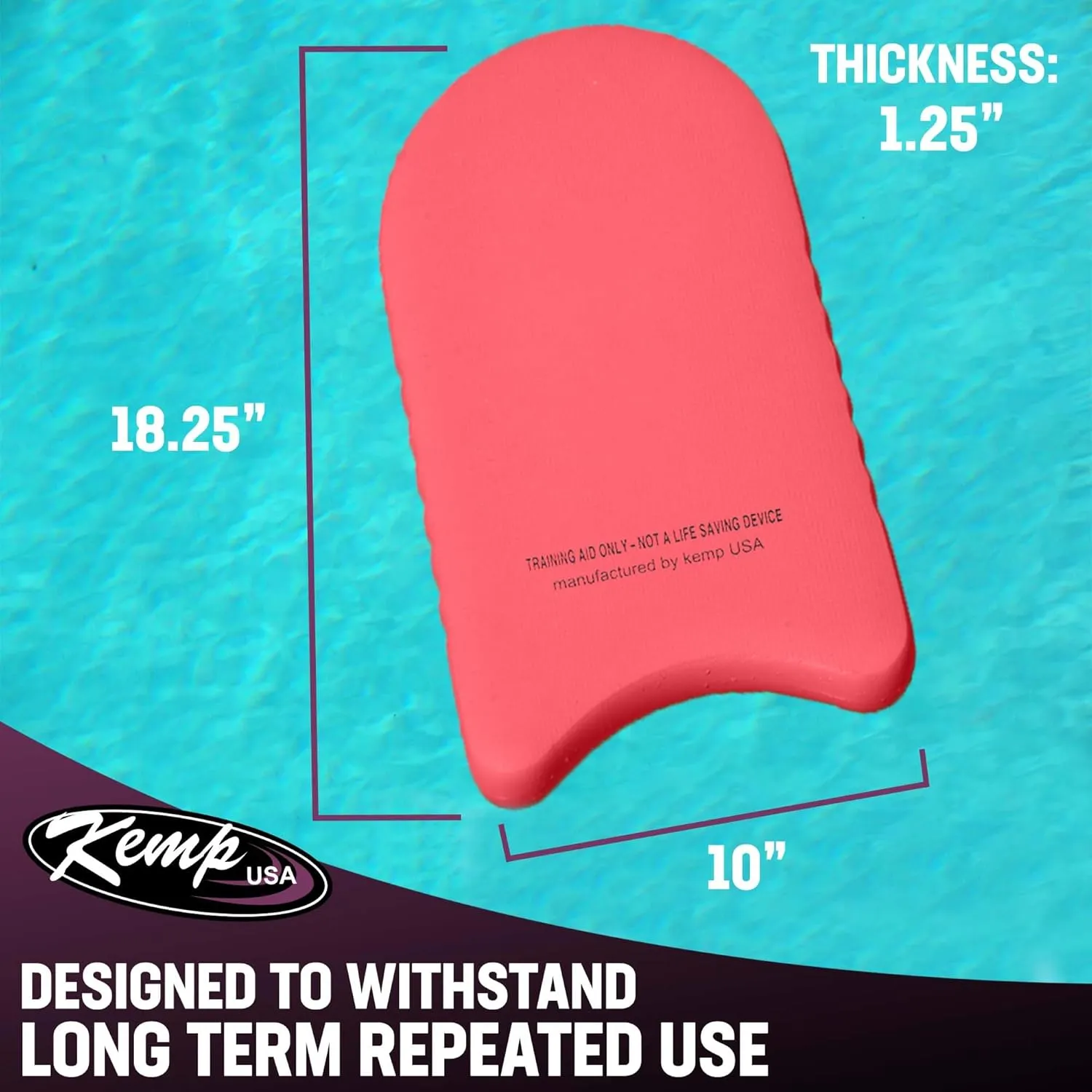 Kemp USA Large Kickboard for Swimming - Made with Durable EVA Foam - Essential Swimming Accessories for Swim Training & Water Exercises for Adult