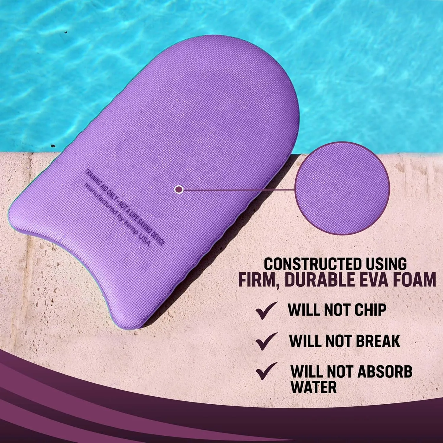 Kemp USA Large Kickboard for Swimming - Made with Durable EVA Foam - Essential Swimming Accessories for Swim Training & Water Exercises for Adult