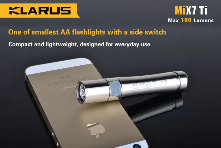 Klarus MiX7 Ti CREE XP-G2 1A LED Titanium Flashlight 180 Lumen