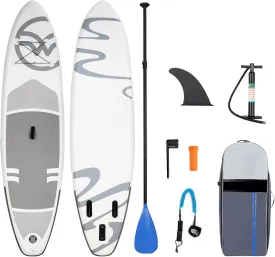 Lnflatable Boat Inflatable Stand Up Paddle Board Surfboard Sport Surf Set with Paddle Board Tail Fin Rope Inflator and Bag Comfortable (Gery 3.2m 330lbs)
