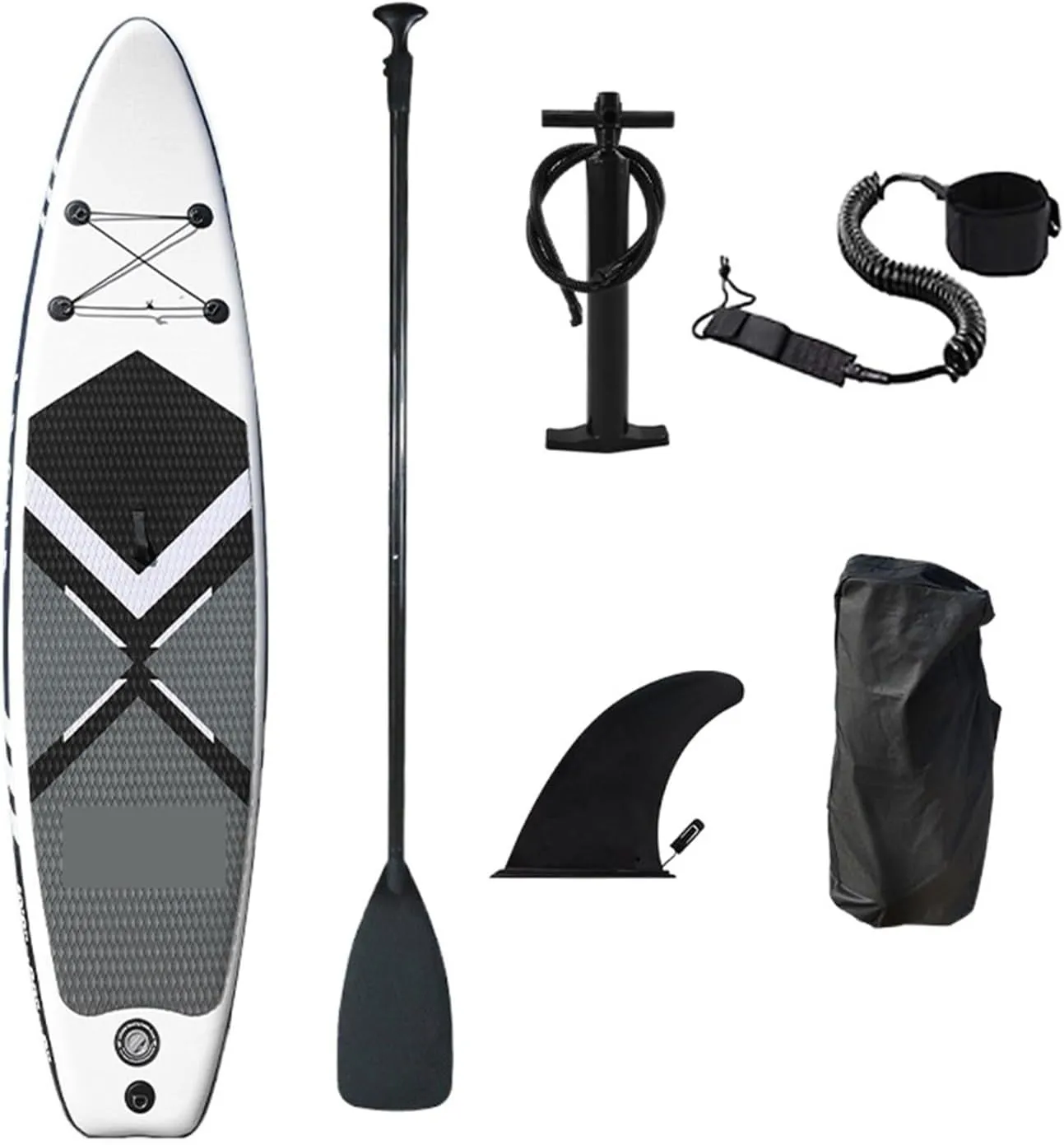Lnflatable Boat Inflatable Stand Up Paddle Board Surfboard Sport Surf Set with Paddle Board Tail Fin Rope Inflator and Bag Comfortable (Grey 3.2m max 180kg)