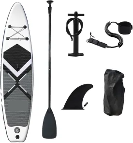 Lnflatable Boat Inflatable Stand Up Paddle Board Surfboard Sport Surf Set with Paddle Board Tail Fin Rope Inflator and Bag Comfortable (Grey 3.2m max 180kg)