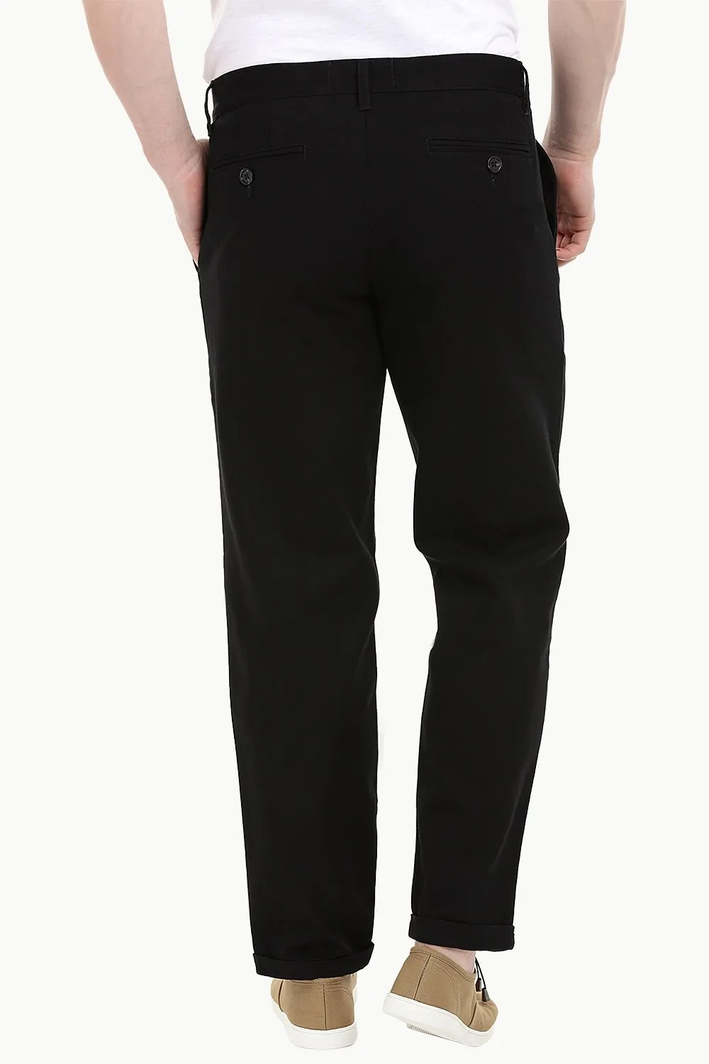 Men's Black Stretchable Straight Twill Pants