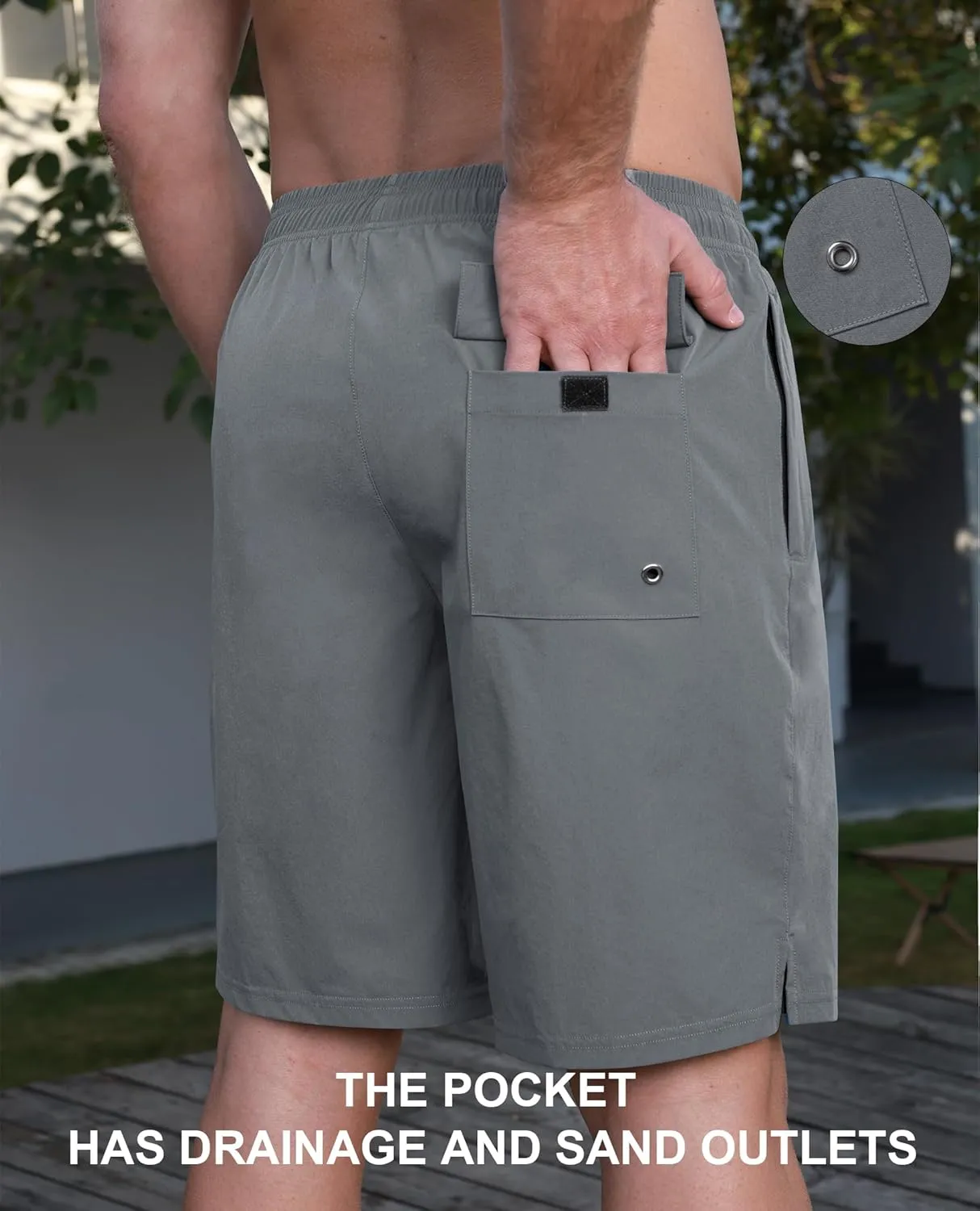 Milin Naco Swim Trunks 9 Inch Compression Liner 2 in 1 Quick Dry Swimming Shorts with Zip Pockets Drawstring Bathing Suits