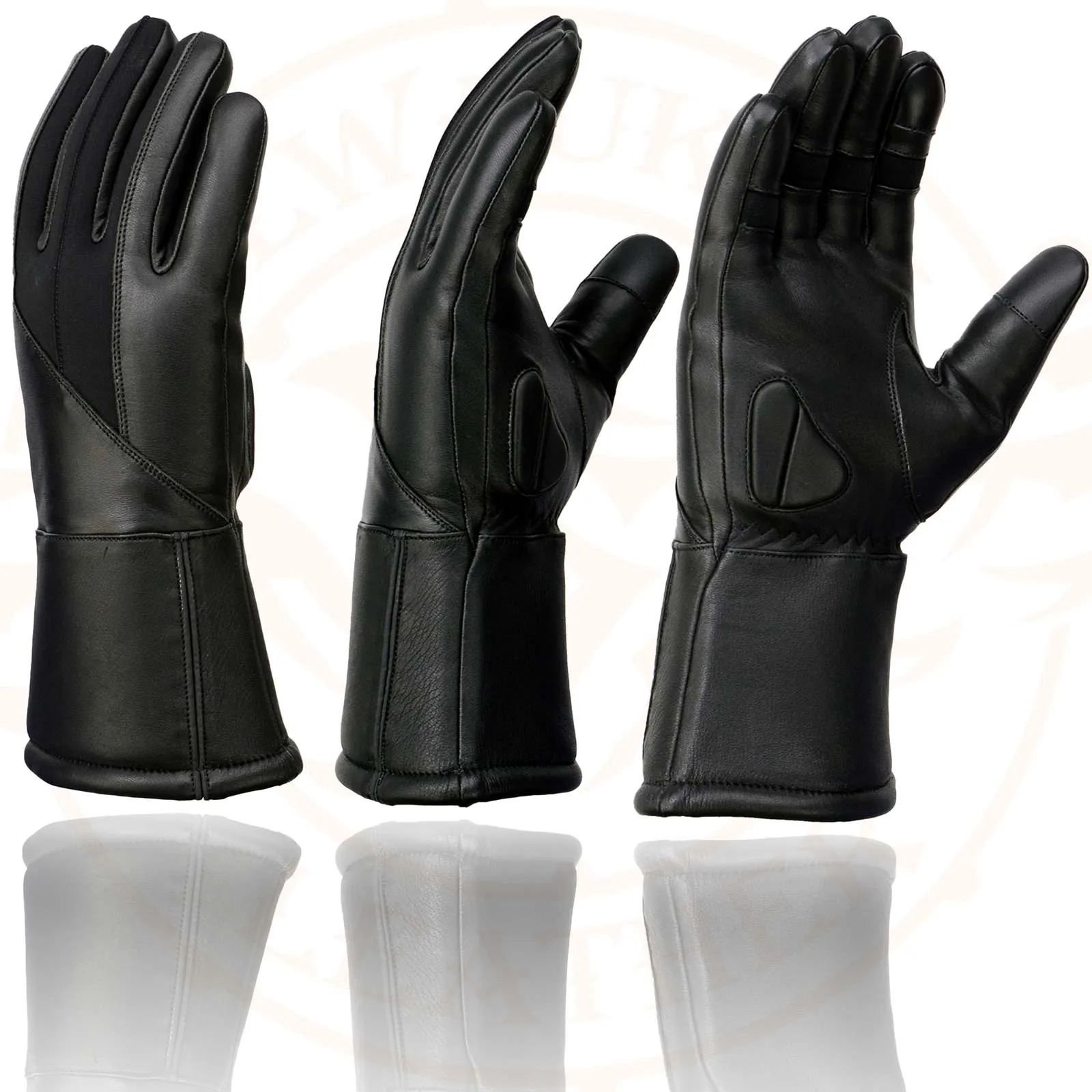 Milwaukee Leather MG7701 Women's Deer Skin Leather Insulated Gauntlet Gloves w/ i-Touch/Wiper Blade/Reflective Piping