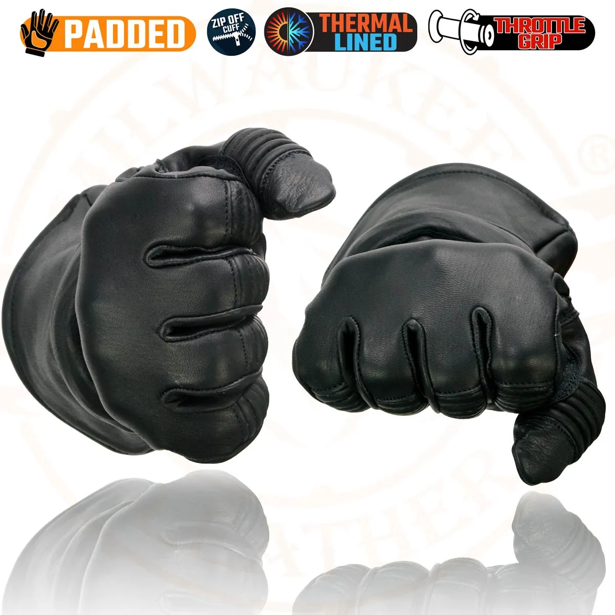 Milwaukee Leather SH852 Men's USA Deerskin Black Leather Gauntlet