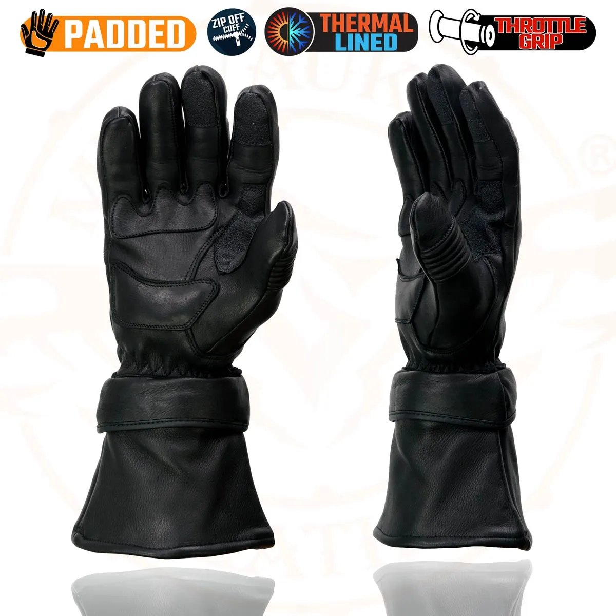 Milwaukee Leather SH852 Men's USA Deerskin Black Leather Gauntlet