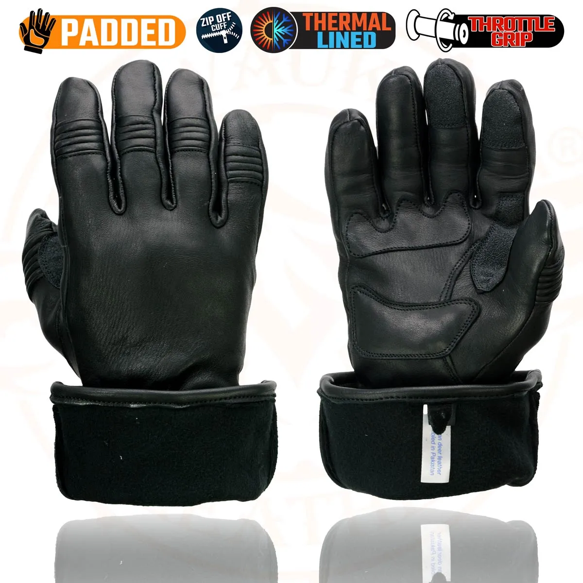 Milwaukee Leather SH852 Men's USA Deerskin Black Leather Gauntlet