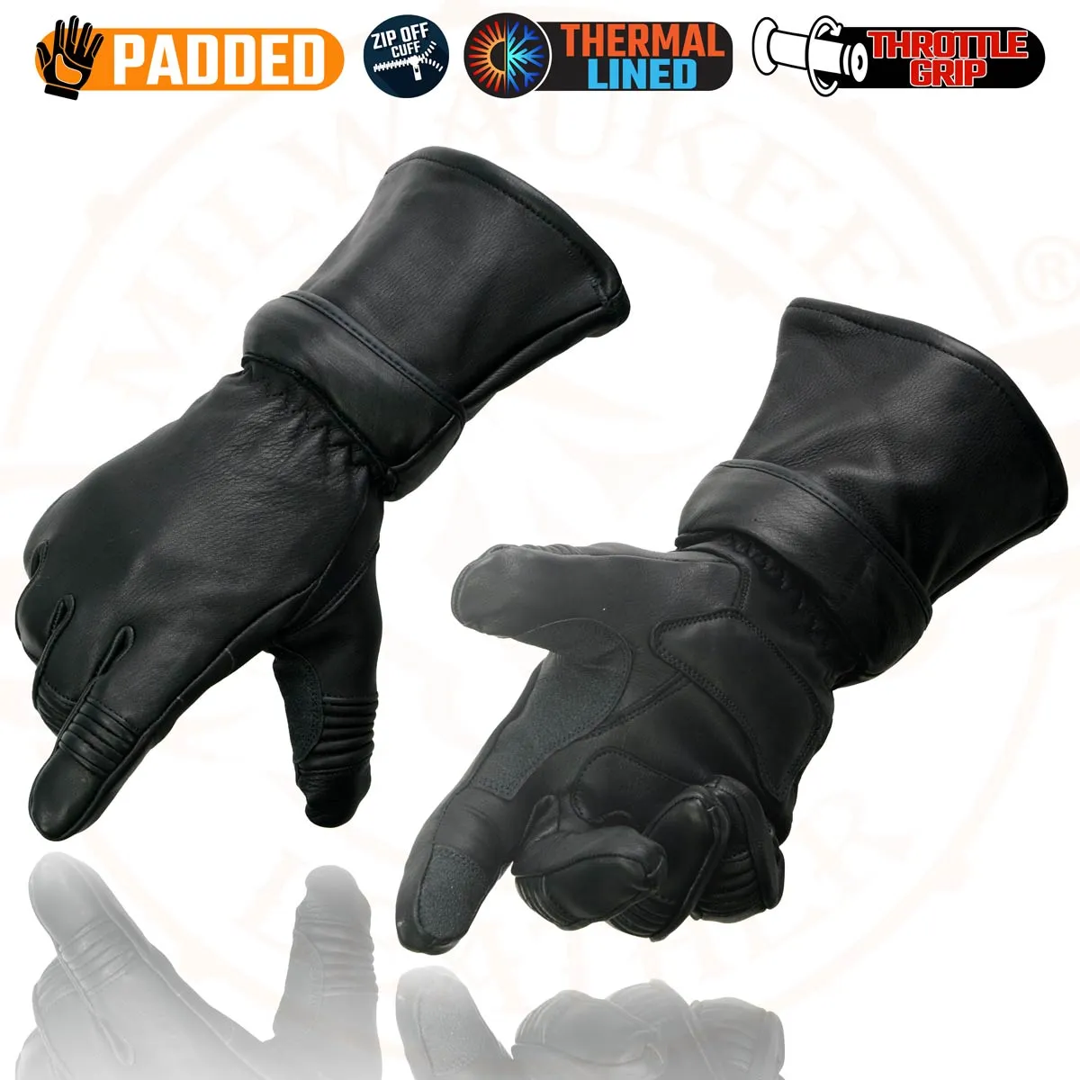 Milwaukee Leather SH852 Men's USA Deerskin Black Leather Gauntlet