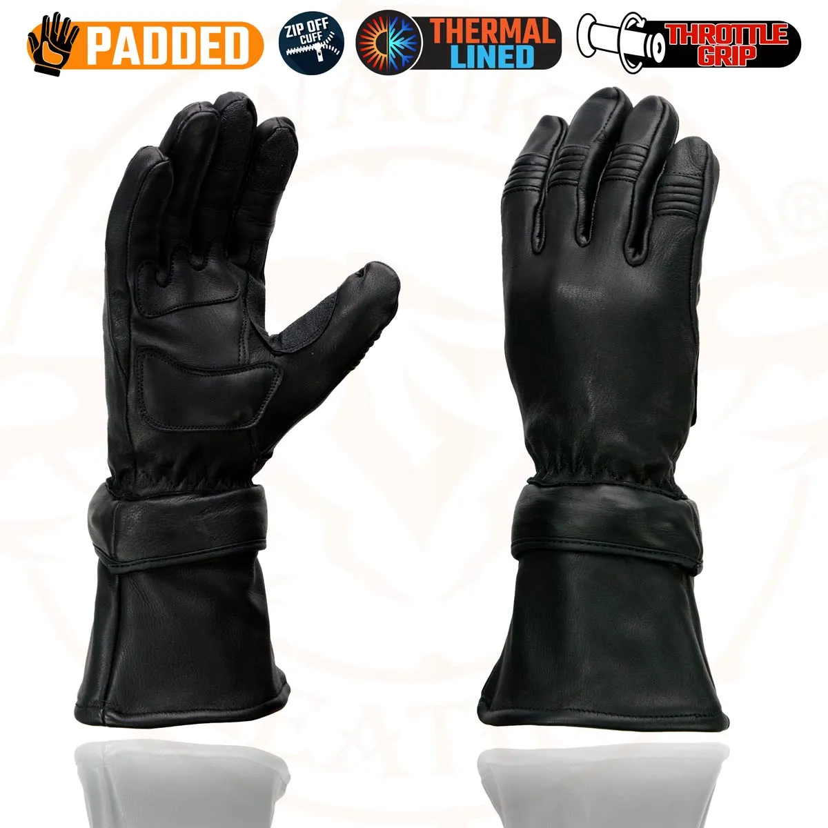Milwaukee Leather SH852 Men's USA Deerskin Black Leather Gauntlet