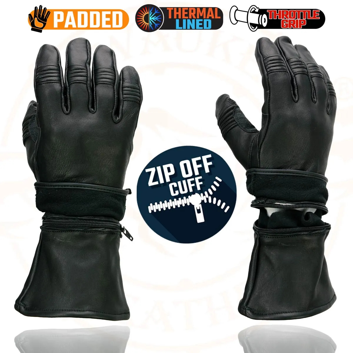 Milwaukee Leather SH852 Men's USA Deerskin Black Leather Gauntlet